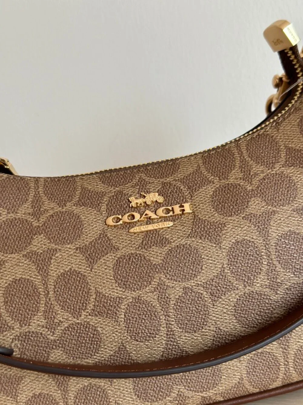 COACH Teri Signature Canvas Brown Shoulder Bag